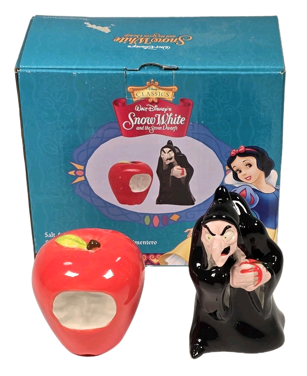 Disney Classic Snow White Evil Witch & Poisoned Apple Salt & Pepper Shakers